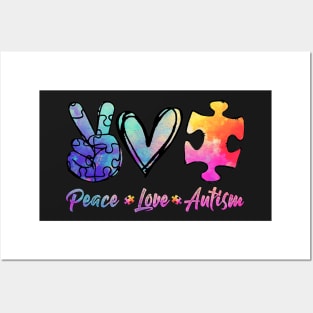 Autism Awarenesss Peace Love Autism Posters and Art